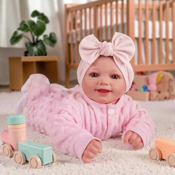 🆕17Inch Full Body Viny Newborn Baby Poseable Limbs Cute Girl with Accessories - Picture 11 of 11